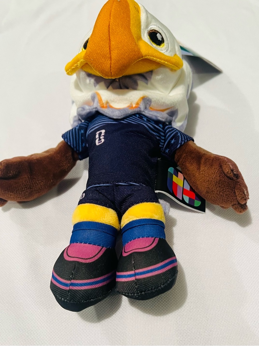 Eagle Plush Bird Toy — Navy, Yellow, Pink & Brown